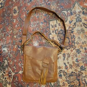 Lisa Leonard Leather Bag w/Tassle Satchel w/Dust Bag